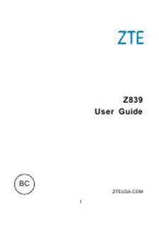 ZTE Z839 manual. Tablet Instructions.